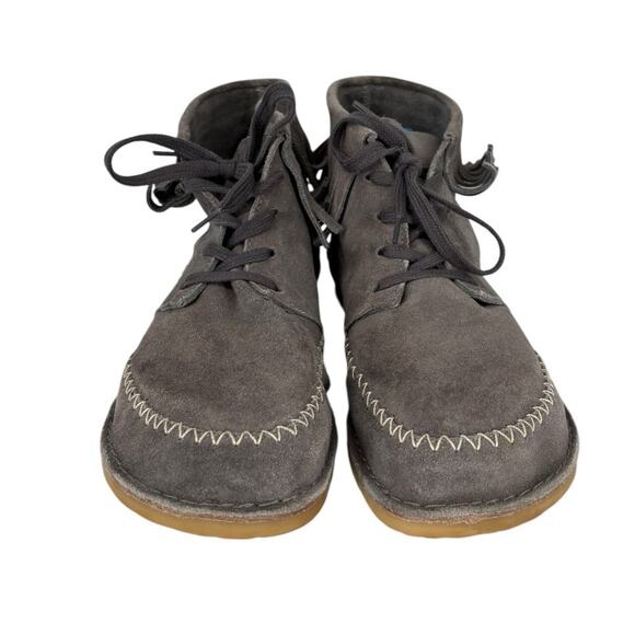 Gudrun Sjoden Suede Boots Moccasins Fringe Size 40 US 9.5 Gray Boho Hippie - Picture 7 of 15